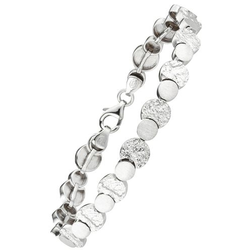 Armband JOBO, silber (silber 925), Armbänder, Damen, Silber 925 (Sterlingsilber), 925 Silber gehämmert 19 cm