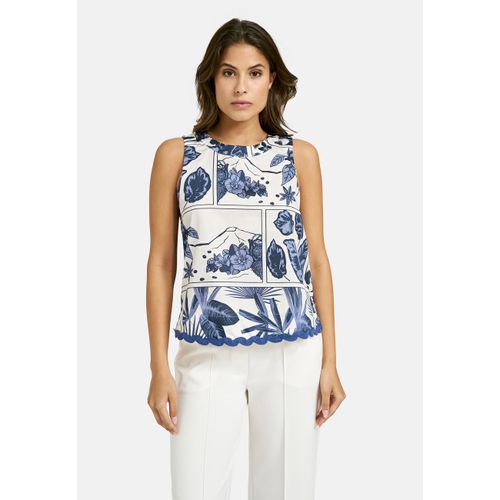 Blusentop SMITH & SOUL, Damen, Gr. XXL, blau (night blau print), Material: 100% Baumwolle, bedruckt, casual, lässig geschnitten normal, Rundhals, ohne Ärmel offene Kante, Blusen, aus Baumwolle