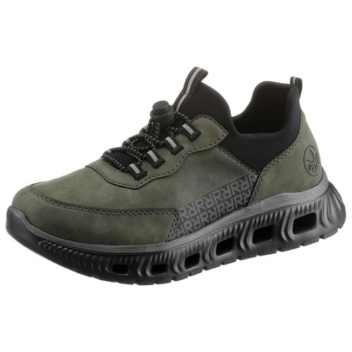 Slip-On Sneaker RIEKER SPORT, Damen, Gr. 40, grün (grün, schwarz), Textil, Lederimitat, sportlich, Schuhe Sneaker, zum Schlupfen