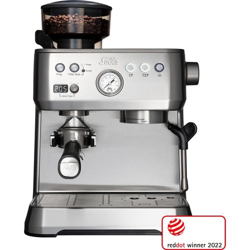Solis Siebträger Kaffeemaschine 54 mm Siebhalter Milchaufschäumer Bohnenmahlwerk