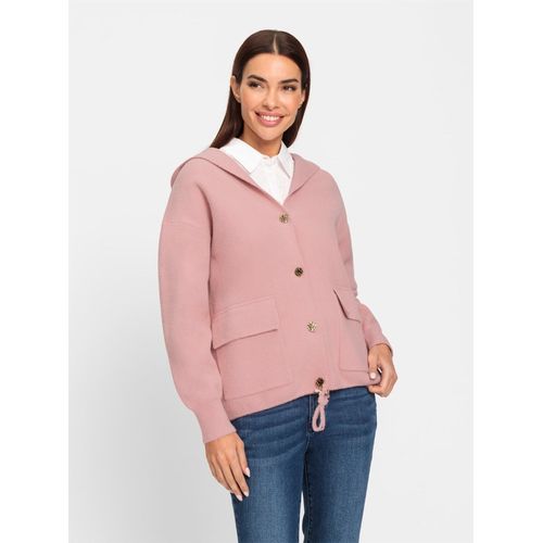 Strickjacke HEINE, Damen, Gr. 48, rosa (rosenquarz), 100% Polyamid, unifarben, Langarm, Strickjacken