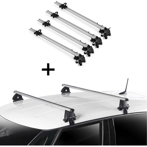 4x Fahrradträger Bike Pro + Dachträger VDP EVO ALU kompatibel mit für Peugeot 107 5 Türer 2005-2014