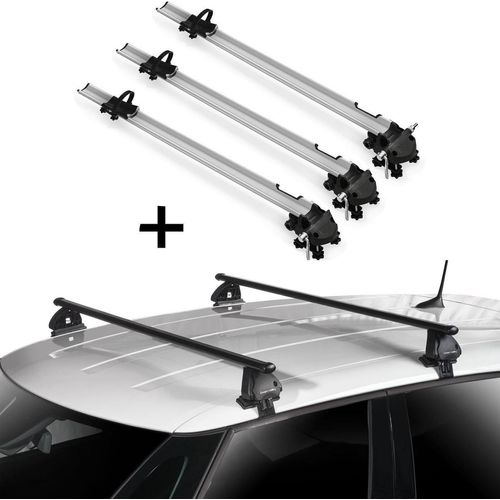 3x Fahrradträger Bike Pro + Dachträger VDP EVO Stahl kompatibel mit für Peugeot 107 5 Türer 2005-2014