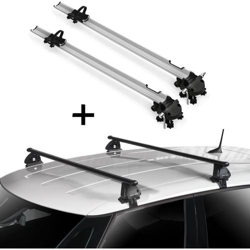 2x Fahrradträger Bike Pro + Dachträger VDP EVO Stahl kompatibel mit für Peugeot 107 5 Türer 2005-2014