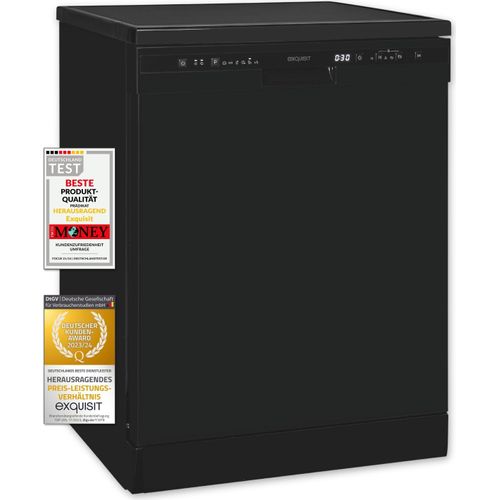 Exquisit Geschirrspüler GSP6312-030D schwarz | Spülmaschine 60 cm | 12 Maßgedecke | Auto Türöffner | Intensiv Modus | Unterbaugerät