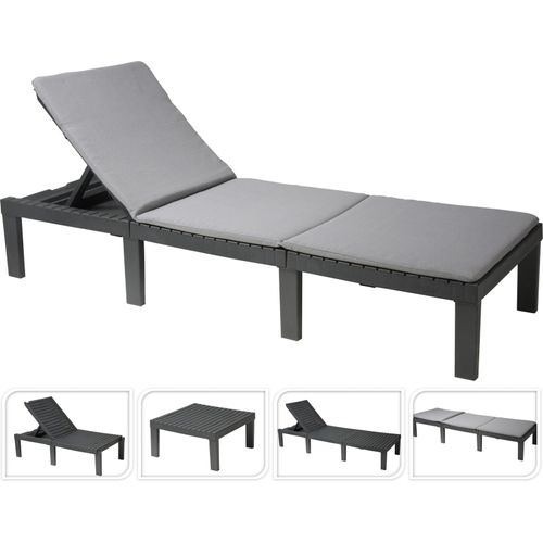 Gartenliege Campingliege Sonnenliege Liege Garten Kunststoff Anthrazit 195x65cm 0230