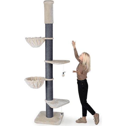 HAPPYPET Kratzbaum 'Leonardo' Grosse Katzen Stabil XXL Deckenhoch, 250 bis 275 cm - 18 cm Dicke Stämme, Katzenkratzbaum für Maine Coons & Ragdolls