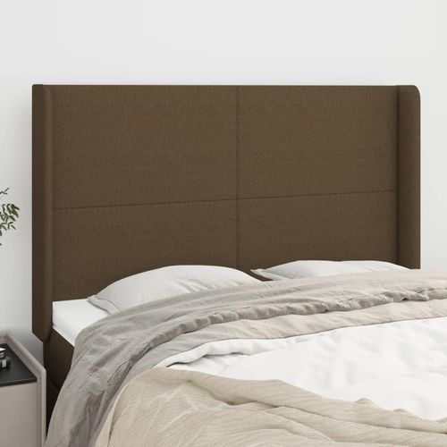 vidaXL Kopfteil mit Ohren Dunkelbraun 147x16x118/128 cm Stoff