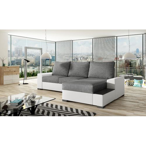 Ecksofa 245 x 160 cm Braun (Webstoff / Kunstleder), Ausführung:Rechts