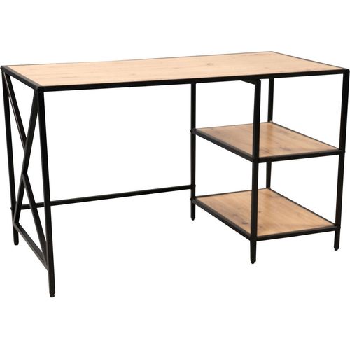 Schreibtisch - Schwarz - Artisan Eiche Nachbildung - Metallgestell - 120 x 60 cm - 2 Ablagefächer