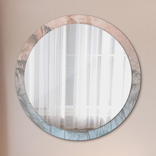 Spiegel - Mirror zum Wandspiegel Schlafzimmer – Schminkspiegel- tropisch Blumen- Ø100cm