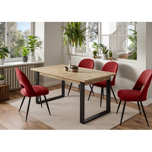 Möbelset ART- O Artisan Eiche, Polsterstoff:Rot Velvet