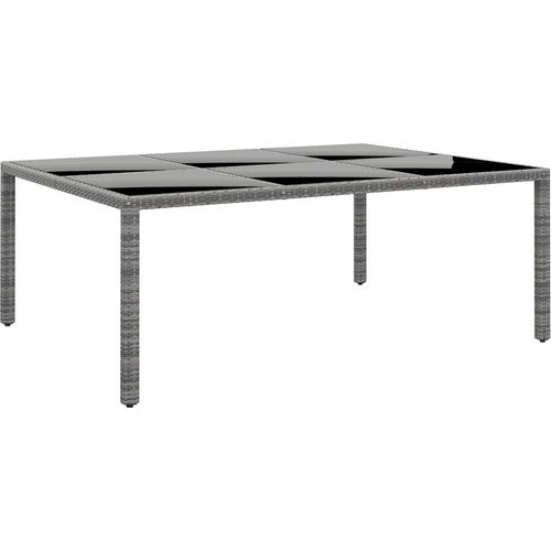 Gartentisch 200x150x75 cm Hartglas und Poly Rattan Grau