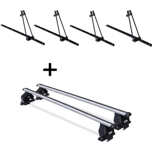 4x Fahrradträger ORION + Dachträger Menabo Tema kompatibel mit für Peugeot 107 (5Türer) 2005-2014