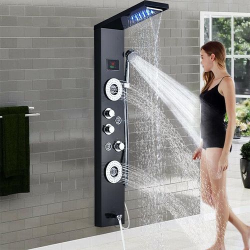 LED Edelstahl Duschpaneel Wasserfall Duschset Regendusche Massage Duscharmatur