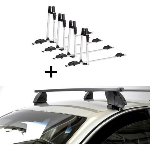 4x VDP Fahrradträger ALU Premium + Dachträger K1 MEDIUM kompatibel mit für Opel Corsa F (5 Türer) ab 2019