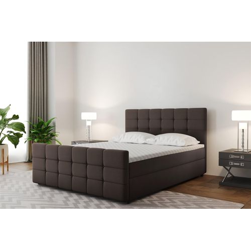 Boxspringbett Schlafzimmerbett SENON 120x200cm Stoff Braun inkl. Bettkasten Image