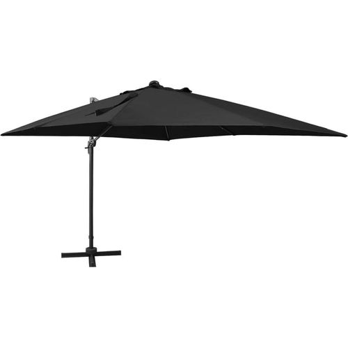 Ampelschirm mit Mast und LED-Leuchten Schwarz 300 cm , Markisen Design 2024