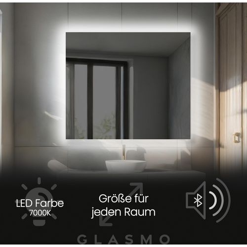 Spiegel mit Beleuchtung 200x60 cm Ellie - Horizontal Rechteckiger Badezimmerspiegel mit LED Beleuchtung - Kaltweiß 7000K - LED Badspiegel Lichtspiegel mit Bluetooth-Lautsprecher