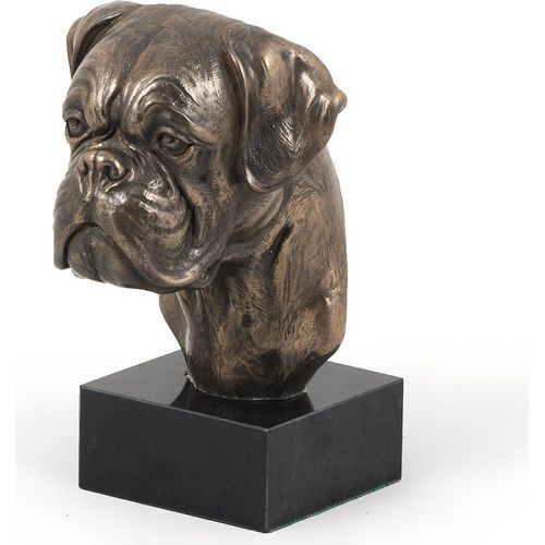 Boxer, Deutscher Boxer II - Hundestatue, Büste auf Steinsockel, Skulptur, Trophäe für Hundeausstellung der Marke Art-Dog