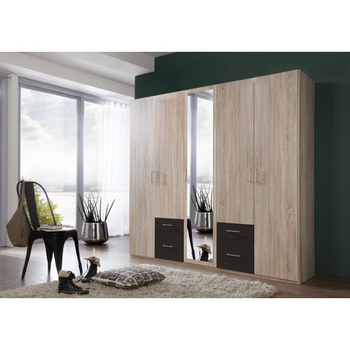 Drehtürenschrank ></noscript>Freiburg< in EICHE SAEGERAU + GRAPHIT - 225x208x58cm (BxHxT)