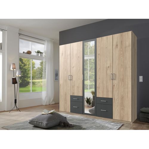 Drehtürenschrank ></noscript>Freiburg< in HICKORY OAK + GRAPHIT - 225x208x58cm (BxHxT)