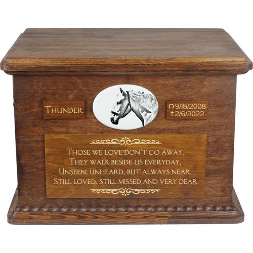 Spanischer Normanne Urn für Pferdeasche, personalisierte Urne mit Foto, große Box für Pferdeasche von der Marke Art-Dog