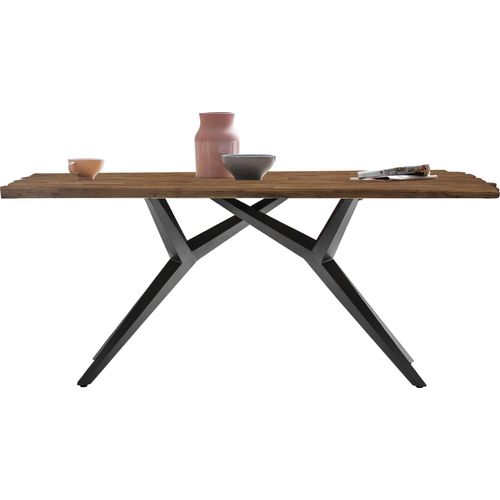 Tisch 220x100 Teak Metall Holztisch Esstisch Speisetisch Küchentisch Esszimmer