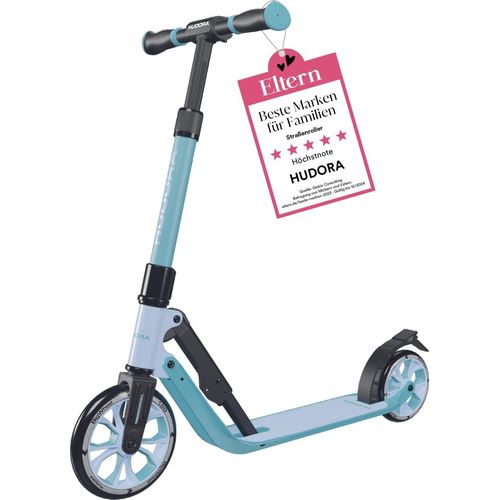 HUDORA BigWheel® 180 Advanced Junior - sky blue - Kinder Roller ab 3 Jahre - Höhenjustierbarer City Roller mit Reflektoren - bis 60 kg