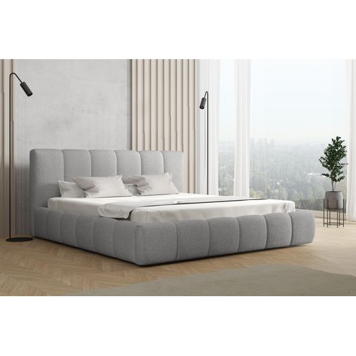 Polsterbett Doppelbett GIULIA Komplettset 140x200cm Stoff Freya Silbergrau
