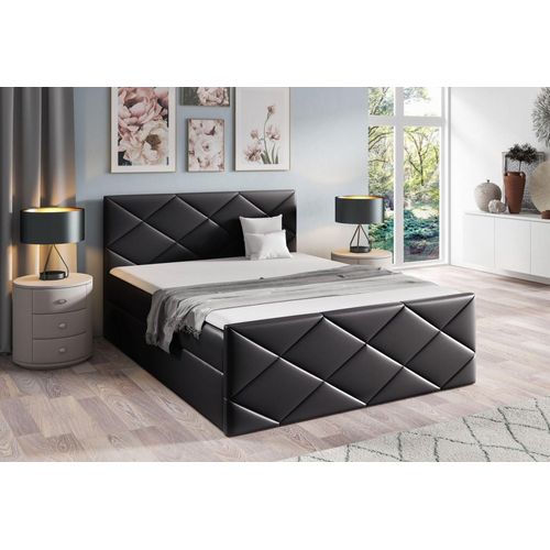Bett mit Matratze und Lattenrost HALKA – 160x200, schwarzes + ER Topper