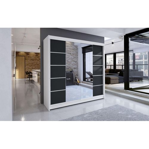Kleiderschrank TABITHA 5 – Breite 180 cm, weiß / schwarz
