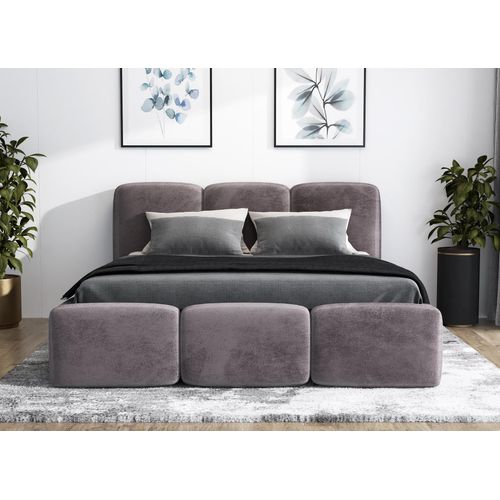 Polsterbett STAR 180 x 200 mit Matratze und Bettkasten. Farbe: Grau