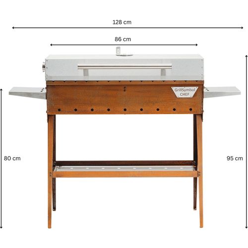 Cortenstahl Edelrost Holzkohlegrill Chef