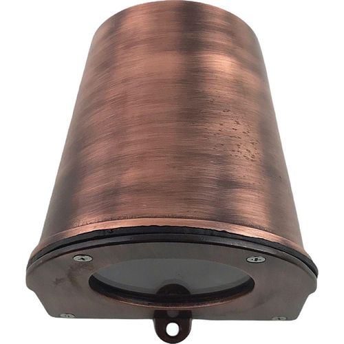 Wandlampe außen Echt-Messing Glas GU10 IP54 10 cm hoch in Kupfer antik Vintage Außenleuchte Wand