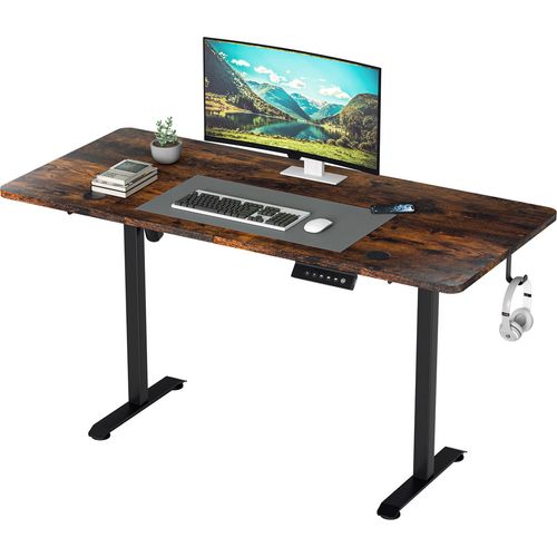 TolleTour Höhenverstellbarer Schreibtisch elektrisch 140x60cm Stehschreibtisch Memory-Funktion mit 4 Höhen, Anti-Kollisions, Sitz-Stehpult, Vintage-Farben