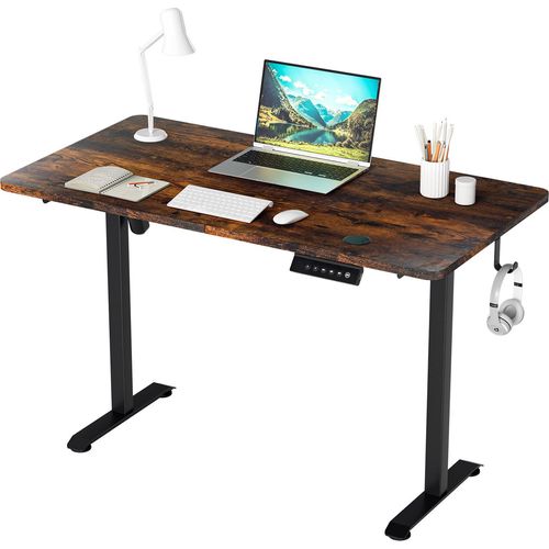 TolleTour Höhenverstellbarer Schreibtisch elektrisch 120x60cm Stehschreibtisch Memory-Funktion mit 4 Höhen, Anti-Kollisions, Sitz-Stehpult, Vintage-Farben