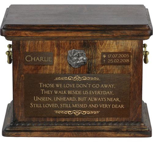Norfolk Terrier Personalisierte Hundeurne mit Gravur, Erinnerungsbox für Hundeknochen von der Marke Art-Dog