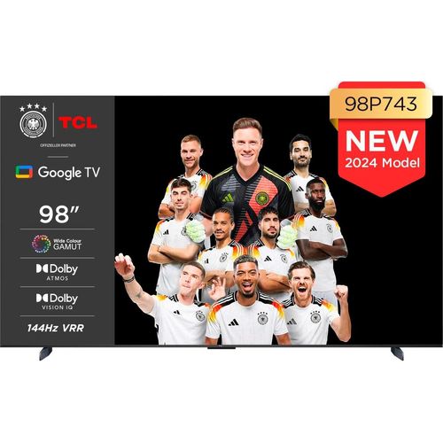 TCL 98P743X1 LED-Fernseher 248 cm/98 Zoll, 4K Ultra HD, Google TV, Smart-TV, HDR, 144Hz, Dolby Vision, Apple TV, Game Master