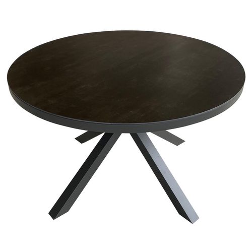 Tisch Malaga - 120 cm rund - gesinterter Stein dunkelgrau - Gestell Kreuz-Form