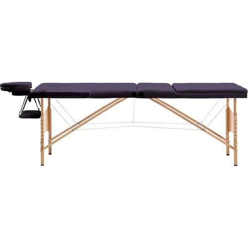 vidaXL Massageliege Klappbar 3-Zonen mit Holzgestell Lila