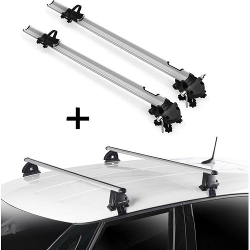 2x Fahrradträger Bike Pro + Dachträger VDP EVO ALU kompatibel mit für Peugeot 107 5 Türer 2005-2014