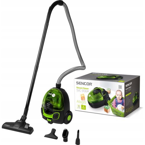 Sencor Beutelloser Staubsauger 890W Hepa H10 Grünes Zyklonsystem
