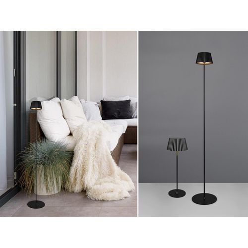 SET: Outdoor Akku Stehlampe dimmbar 123cm klein & Tischlampe kabellos 39cm