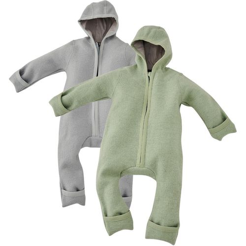 Walkoverall Bio-Schurwolle - Khaki + Grau - 2er Set 86/92