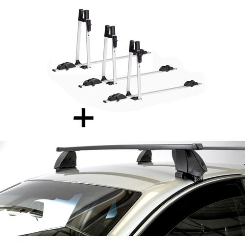 3x VDP Fahrradträger ALU Premium + Dachträger K1 MEDIUM kompatibel mit für Opel Corsa F (5 Türer) ab 2019