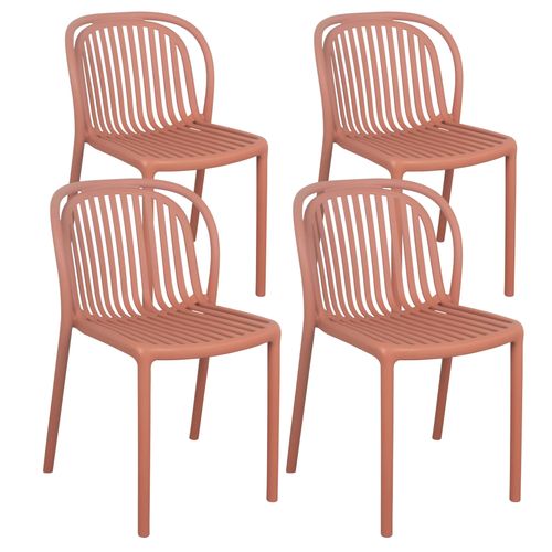 Set mit 4 Terrassenstühlen aus Terrakotta-Kunststoff - Oviala Copenhague