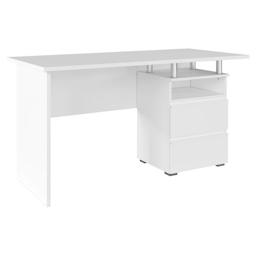 Schreibtisch - 140 x 66 cm - 2 Schubladen - 1 offenes Fach - Alpinweiß