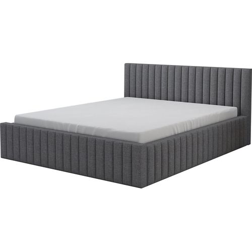 Polsterbett LOG -OM 120 x 200 mit Bettkasten. Farbe: Grau