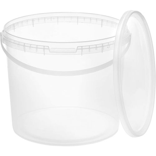 BenBow Eimer mit Deckel 100x 5 Liter transparent - lebensmittelecht, stabil, luftdicht - Aufbewahrungsbehälter aus Kunststoff, mit Henkel - leer
